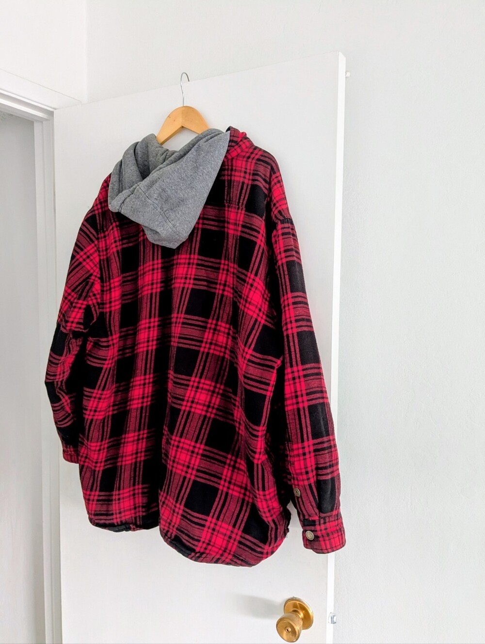 Classic Craftsman Hooded Flannel Shirt Jacker XXL Red / Black Buffalo Plaid 2XL